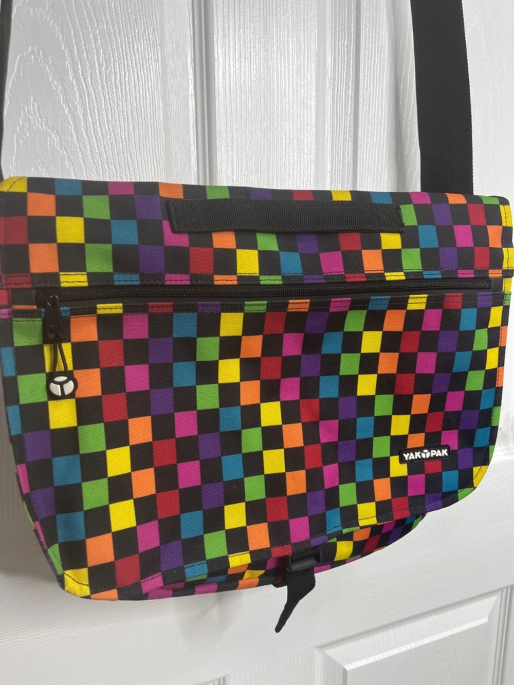 YAK PAK Rainbow Checkerboard Messenger Bag Unisex